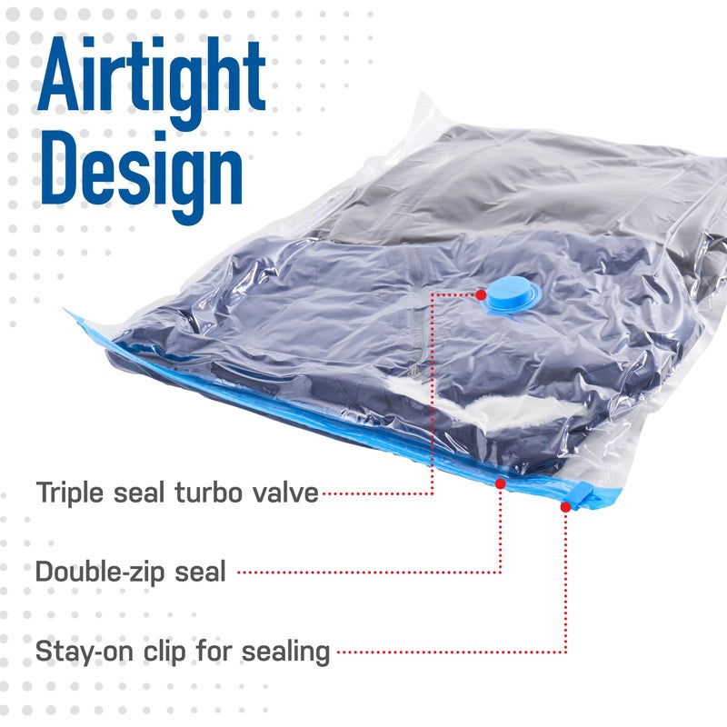 Spacesaver Vacuum Storage Bags with Hand Pump - Vacuum Seal Bags for Clothing, Comforters, Blankets - Reusable Compression Bags for Travel, Moving, Organization - 2S, 2M, 2L, 2XL Sizes - Pack of 8 - Image 4
